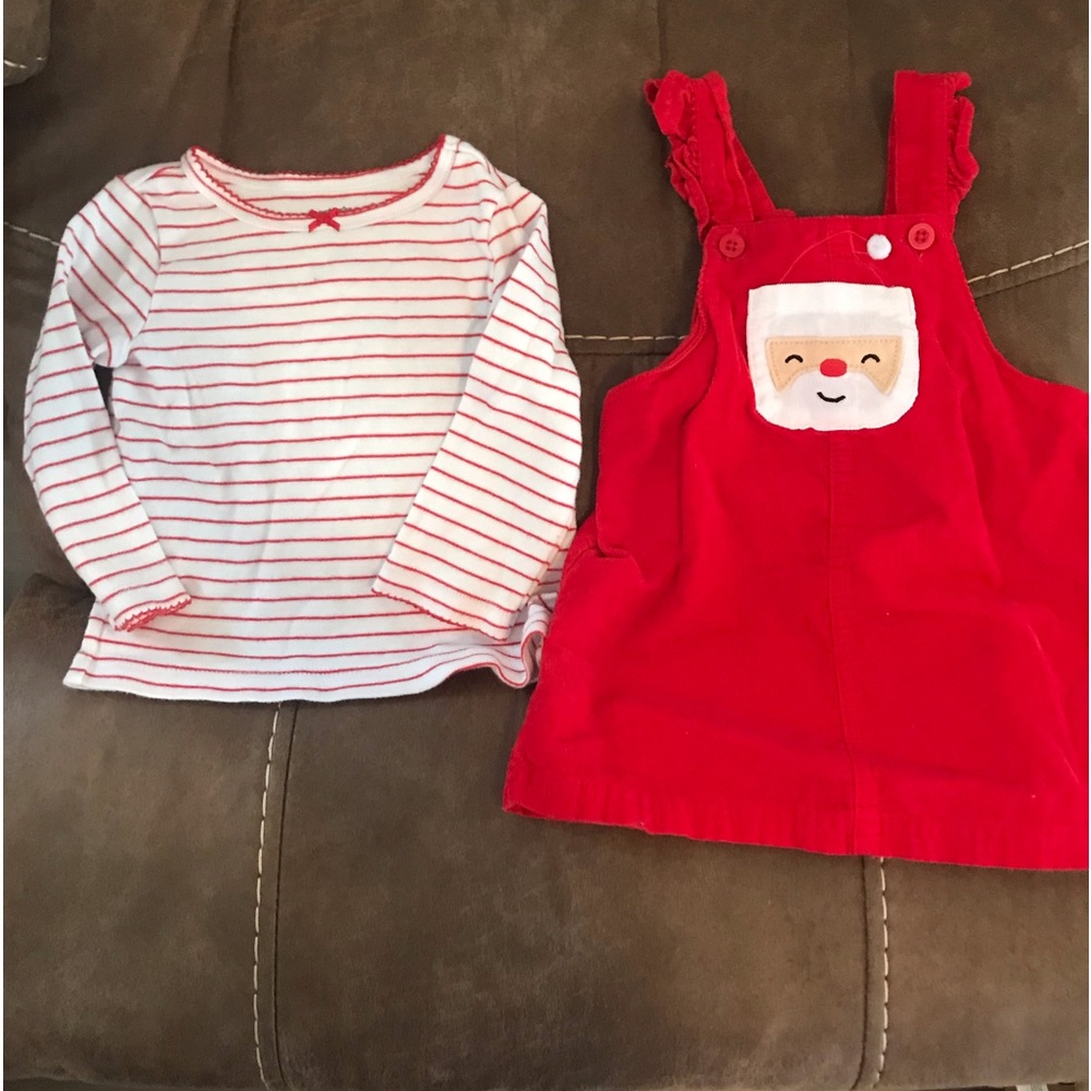 12 month girl Christmas overalls